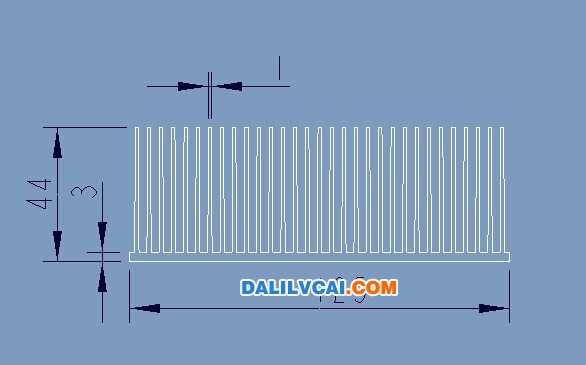 125毫米宽梳式散热器铝型材截面图