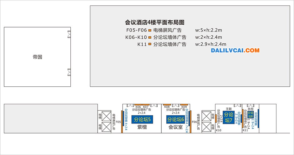 第五届广东铝加工技术国际研讨会议酒店4楼广告位布局图