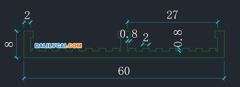 60*8的槽型铝材截面图