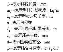 铸锭长度计算公式说明表