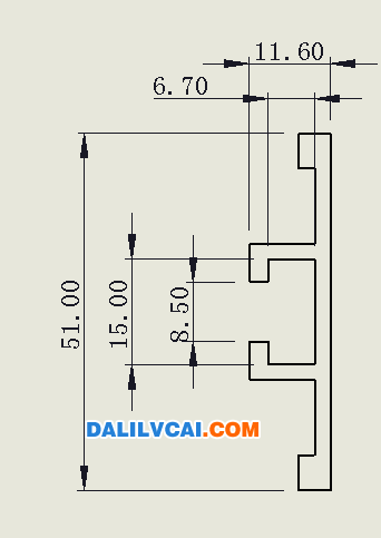 51mm宽铝材截面图尺寸标注图