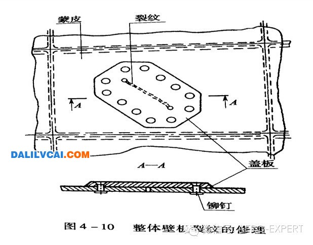 整体铝壁板裂纹的修理