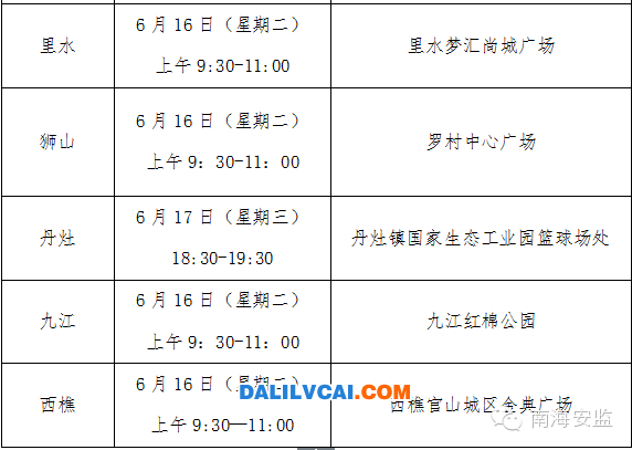 南海区各个镇街举办安全生产月时间安排表