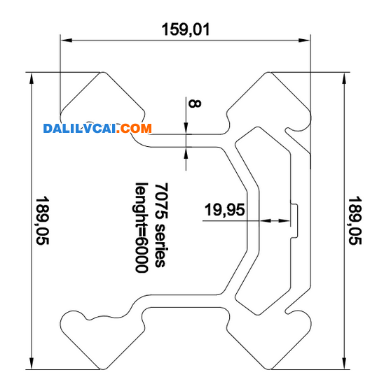 159mm*189mm工业用铝型材
