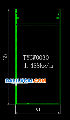 127mm*61mm铝材截面图