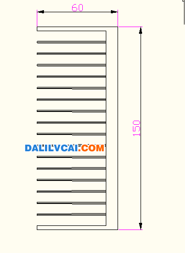 150mm*60梳子散热器铝材