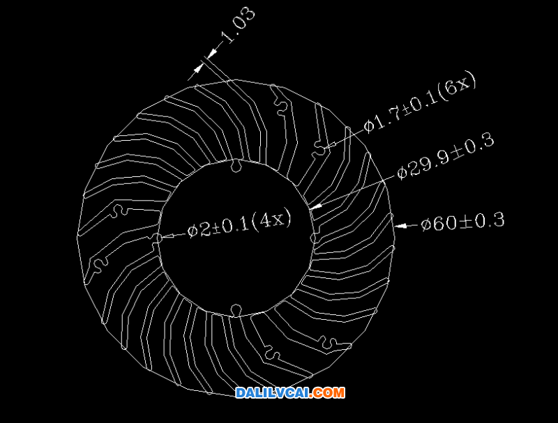 直径60mm光伏用太阳花铝材CAD图