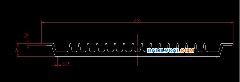 200mm宽*14mm高梳形散热器铝材