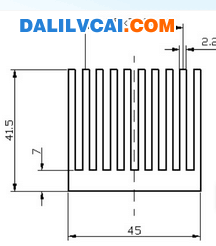 45mm宽的梳形散热器铝材截面图