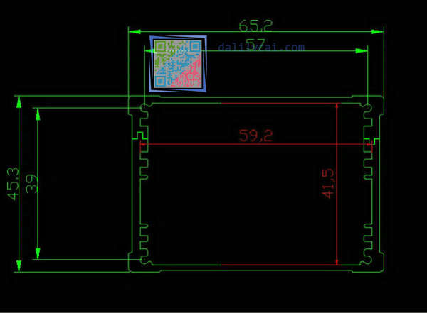 65.2mm*45.3mm外壳铝材CAD截面图