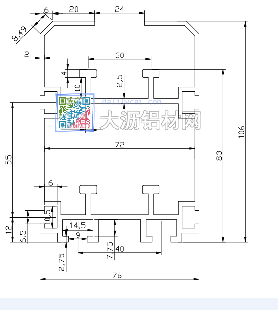 铝型材CAD尺寸图