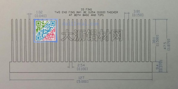 127mm*47.5mm梳形散热器铝材