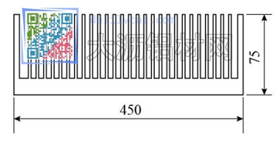 450mm*75的梳形散热器铝材截面图