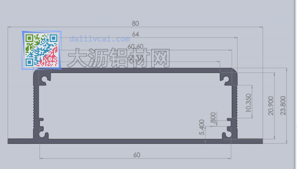 80mm*24mm散热铝外壳型材截面图