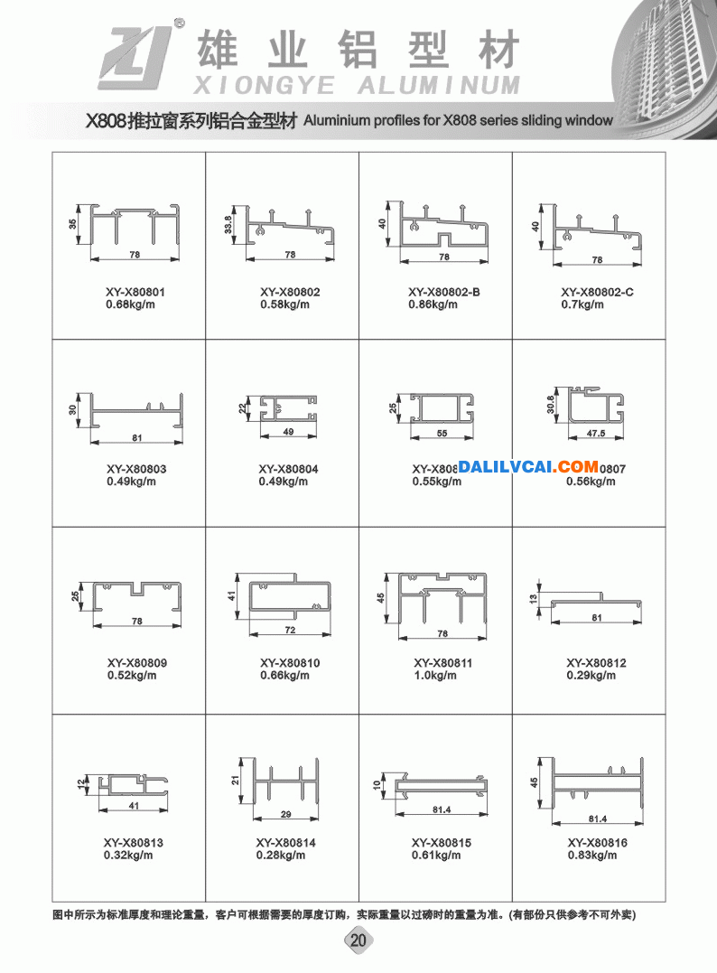 高性价比x808系列推拉窗铝合金型材