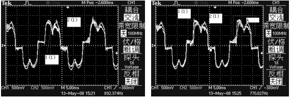 输出1310A时桥臂电流波形