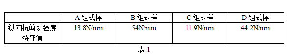 纵向抗剪切强度提升效果做2组对比试验